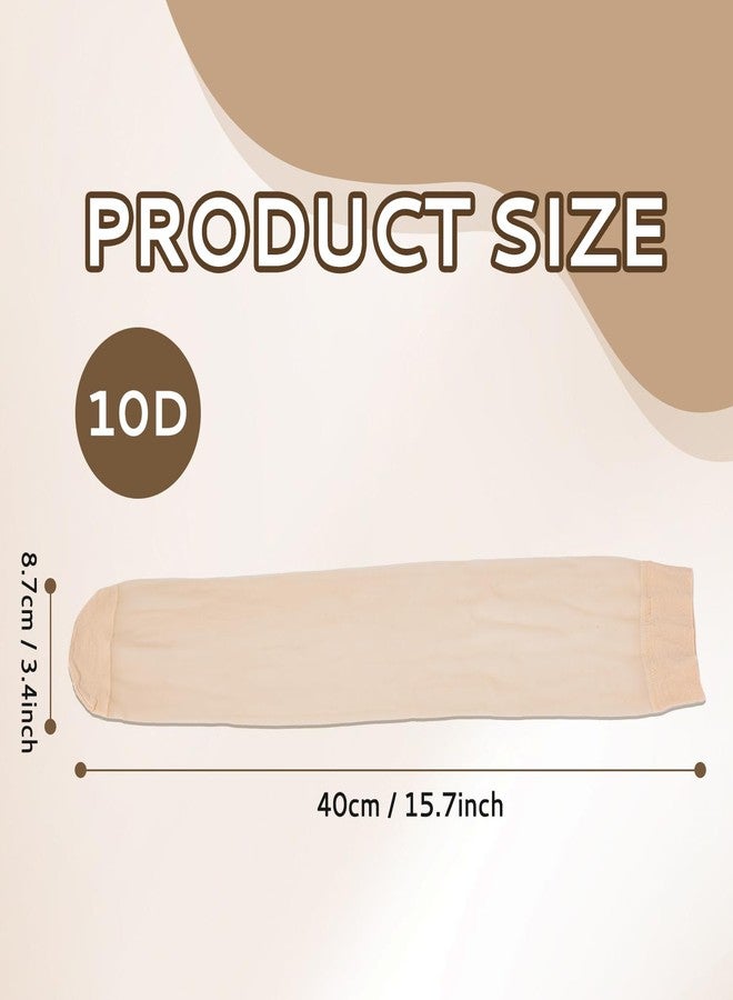 Dfqsofd 12 Pairs Knee High Stockings for Women, 10D Nylon Sheer Knee High Socks Elastic Fine Sheer Socks with Reinforced Toes(Black+Beige) - Image 5